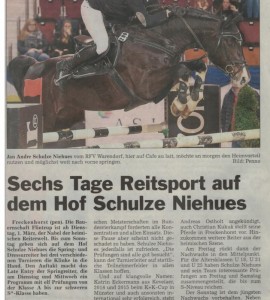Reitschule Schulze Niehues - Presseartikel Hallenturnier 2016: Die Glocke vom 29.02.2016
