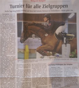 Reitschule Schulze Niehues - Presseartikel Hallenturnier 2016: Westfälische Nachrichten vom 01.03.2016